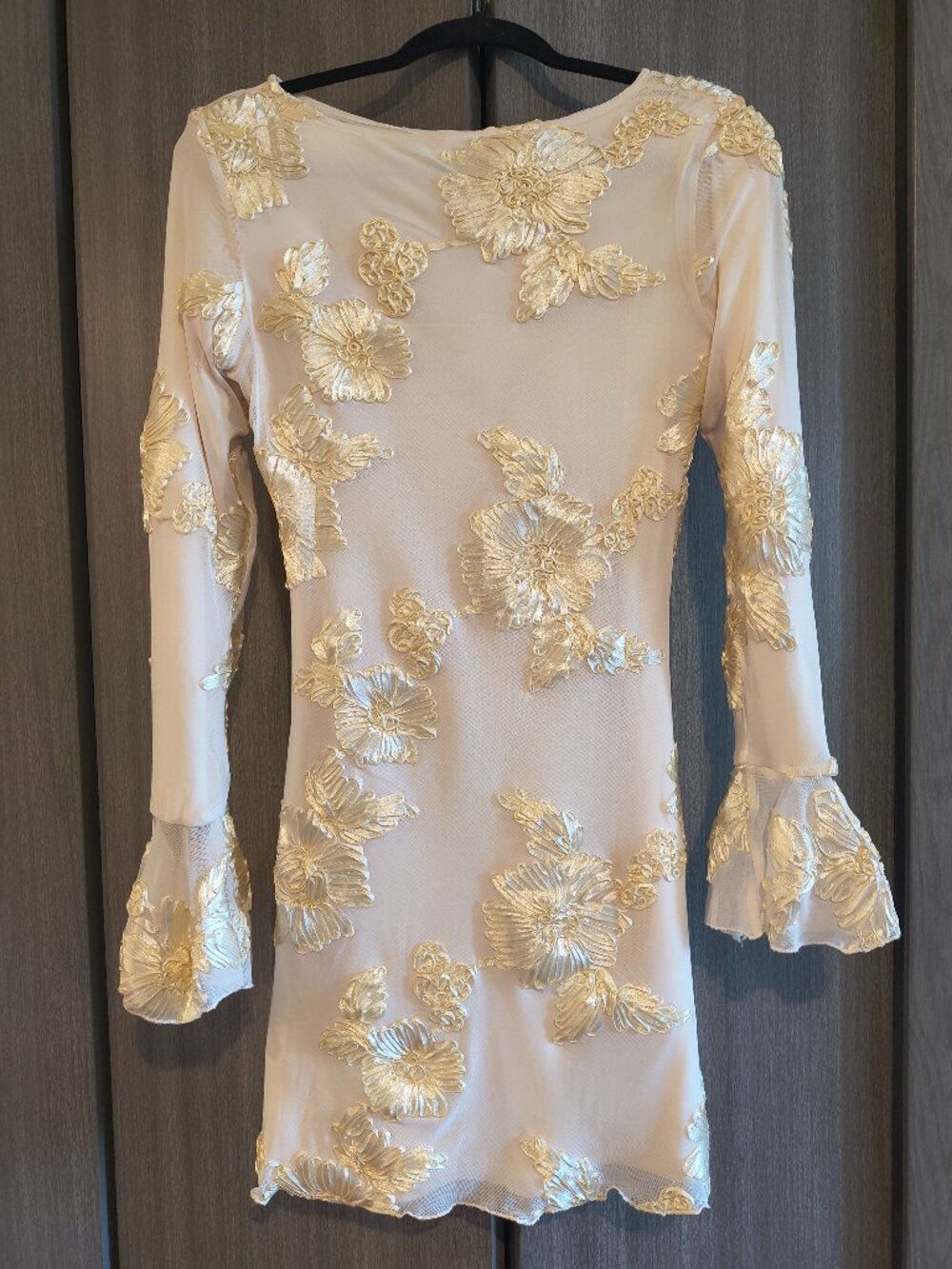 Pretty Garden Fashion Brand New With Tags Gold Cream Floral Midi Bodycon Dress - Picture 12 of 12